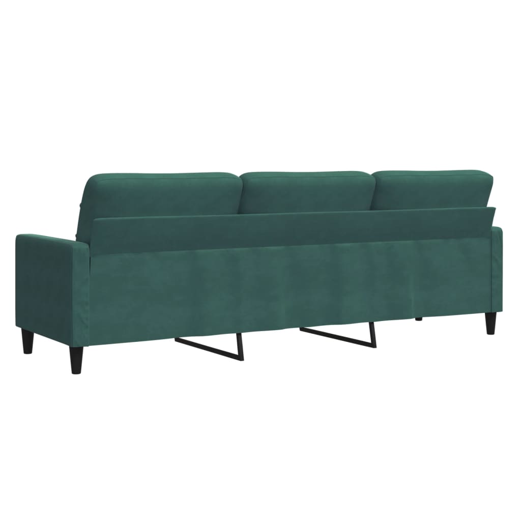 Sofá de 3 lugares 210 cm veludo verde-escuro