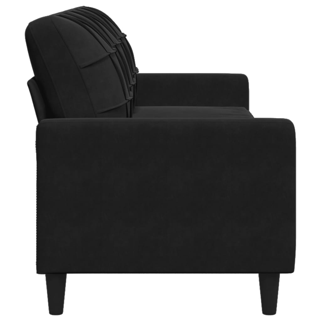 Sofá de 3 lugares 210 cm veludo preto