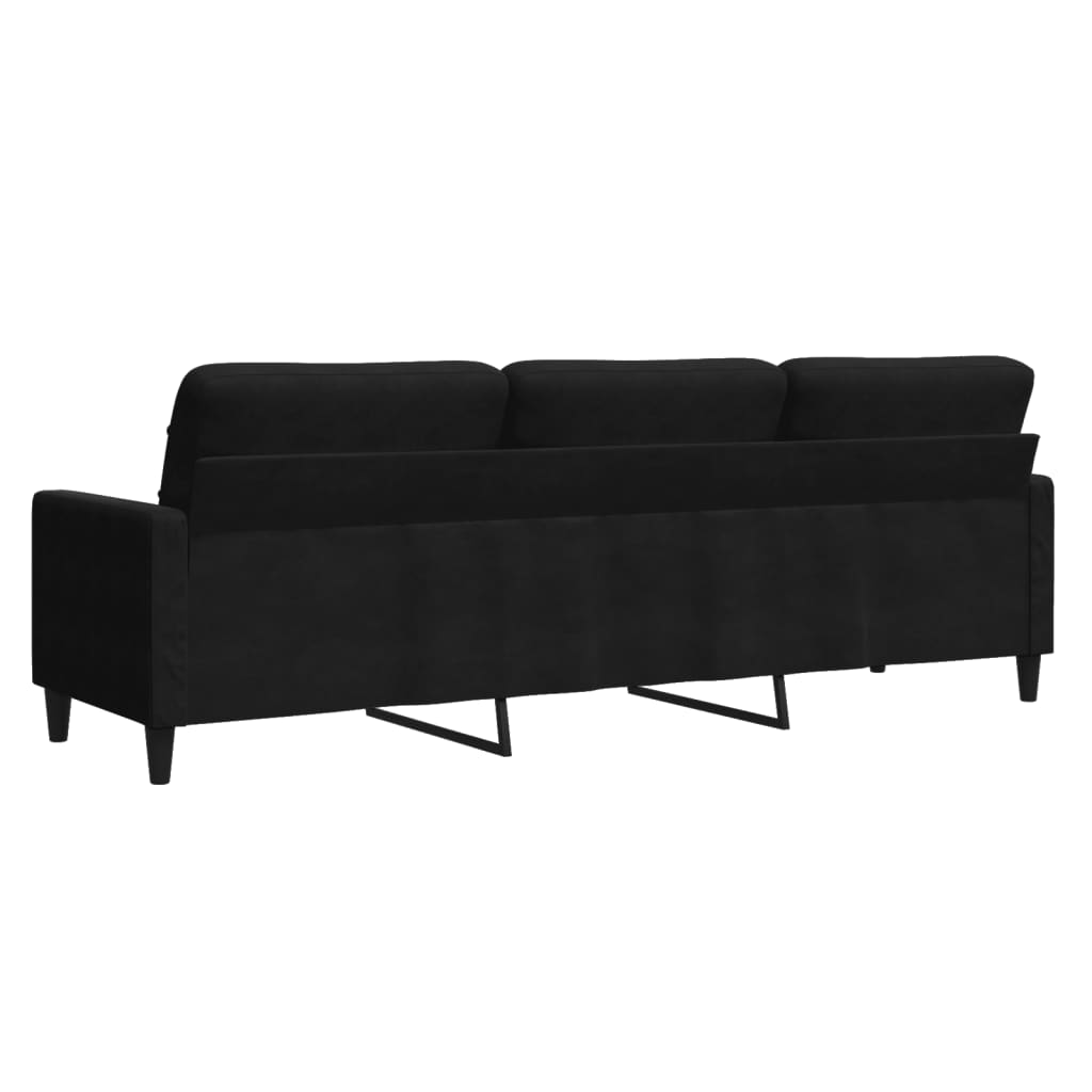 Sofá de 3 lugares 210 cm veludo preto