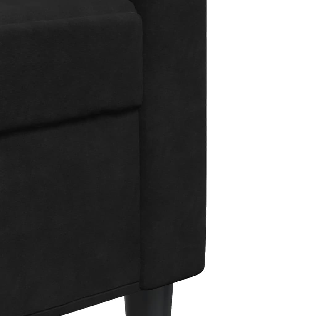 Sofá de 3 lugares 210 cm veludo preto