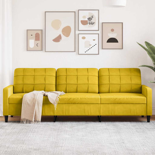 Sofá de 3 lugares 210 cm veludo amarelo