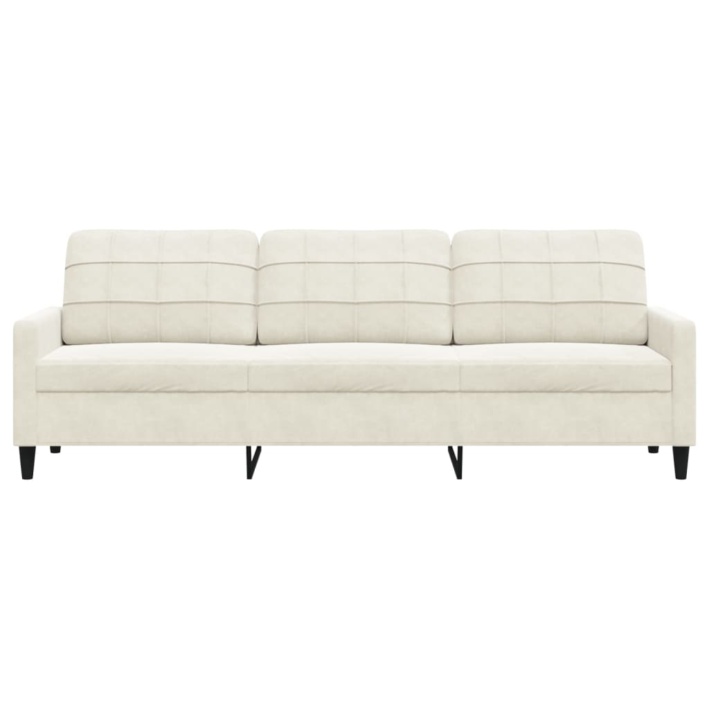 Sofá de 3 lugares 210 cm veludo cor creme