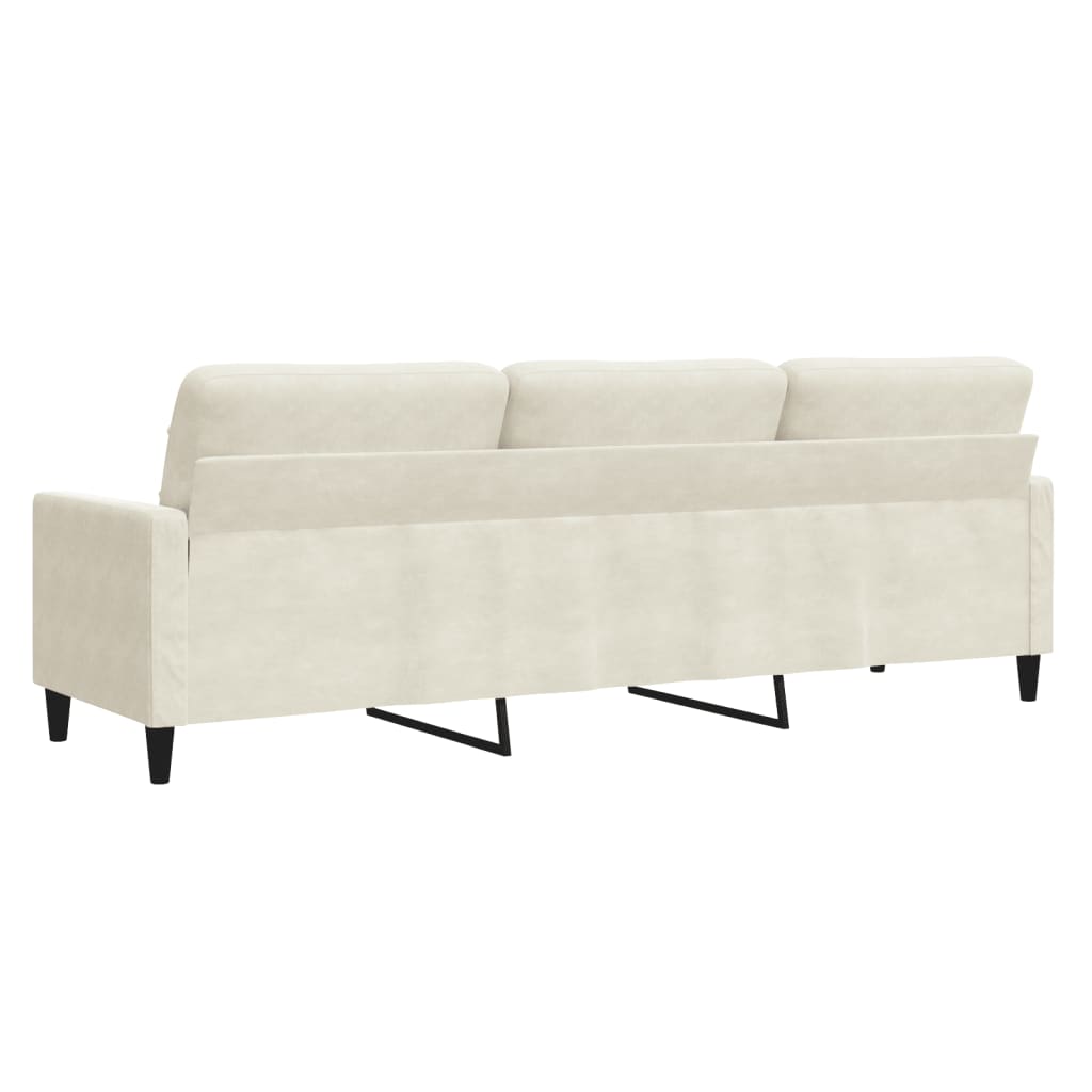 Sofá de 3 lugares 210 cm veludo cor creme