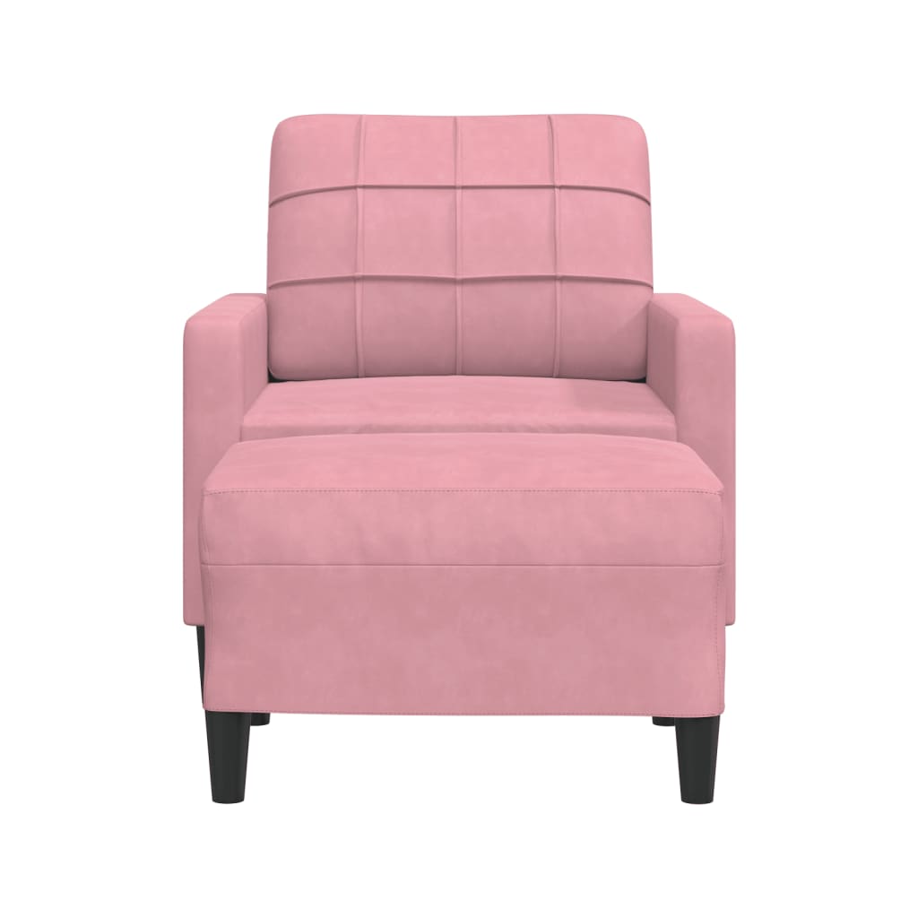 Poltrona com apoio de pés veludo rosa