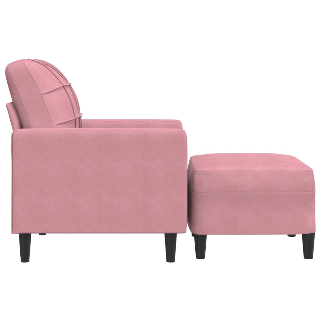 Poltrona com apoio de pés veludo rosa