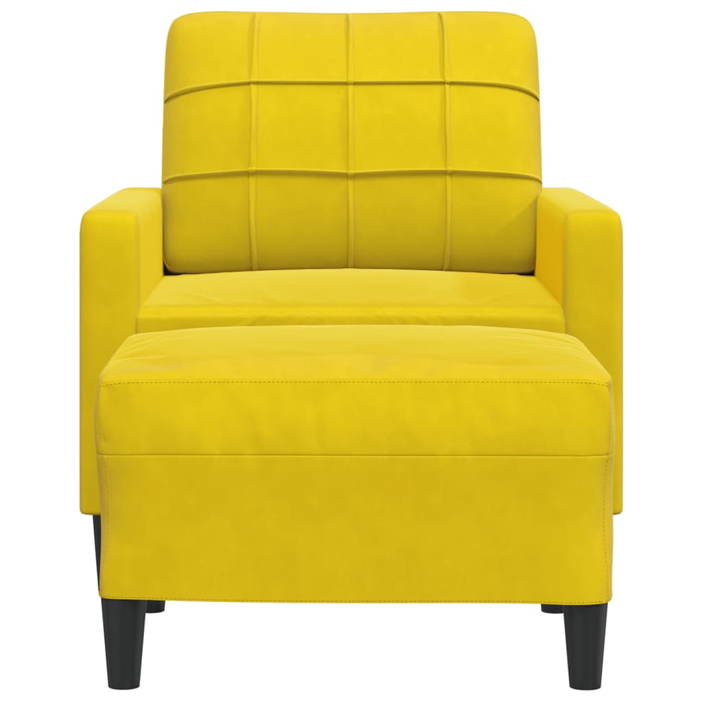 Poltrona com apoio de pés veludo amarelo