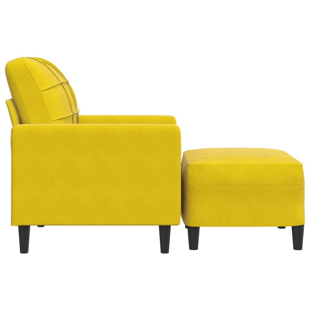 Poltrona com apoio de pés veludo amarelo