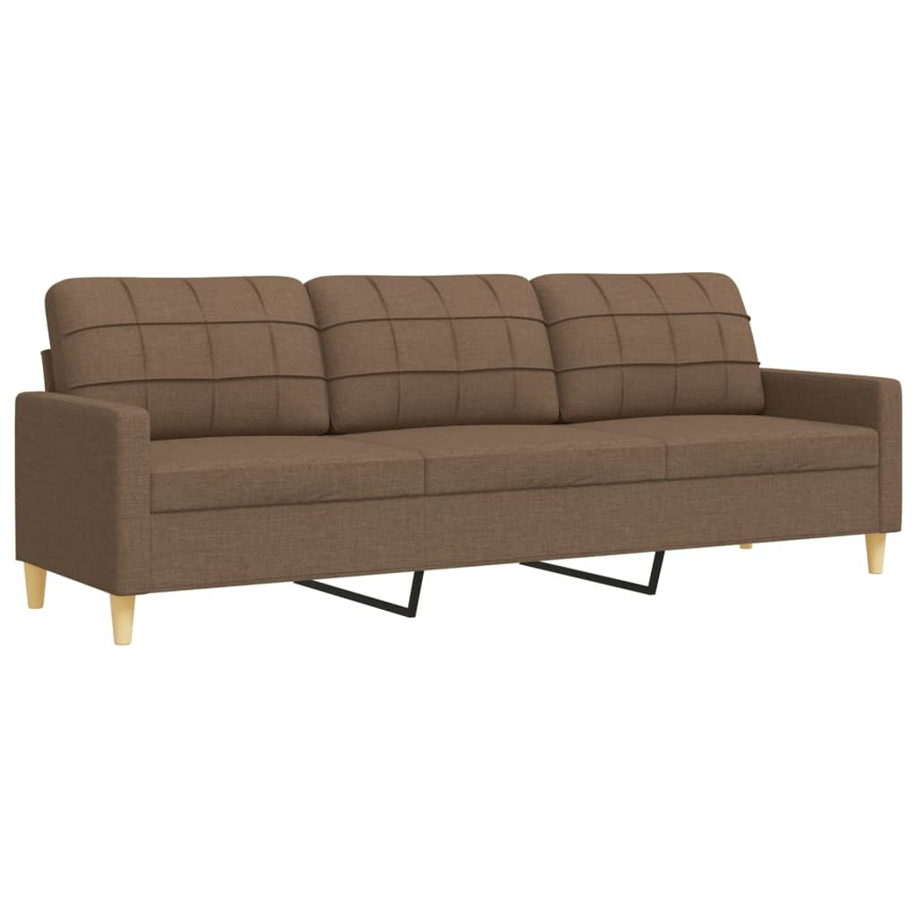3 pcs conjunto de sofás c/ almofadas/apoio pés tecido castanho