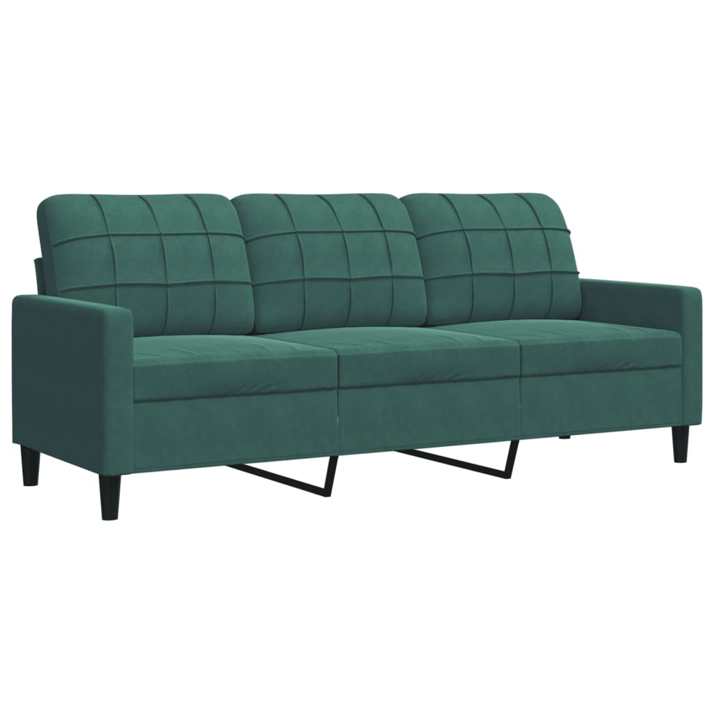 4 pcs conjunto sofás com almofadões e rolos veludo verde-escuro