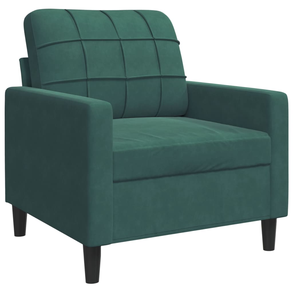 4 pcs conjunto sofás com almofadões e rolos veludo verde-escuro