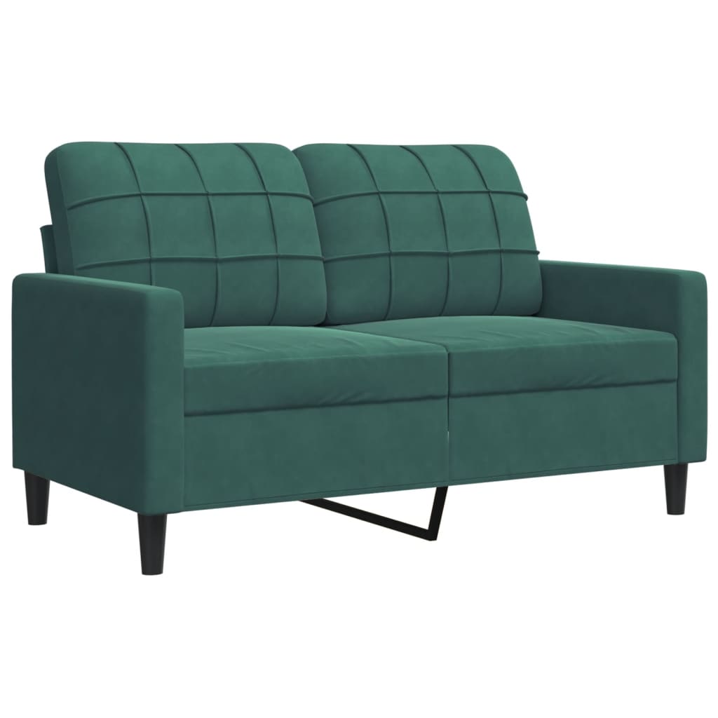 3 pcs conjunto de sofás com almofadões veludo verde-escuro