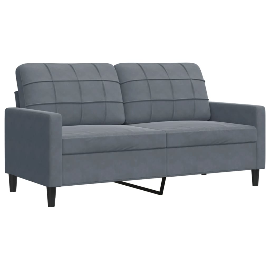 4 pcs conjunto de sofás com almofadões veludo cinzento-escuro