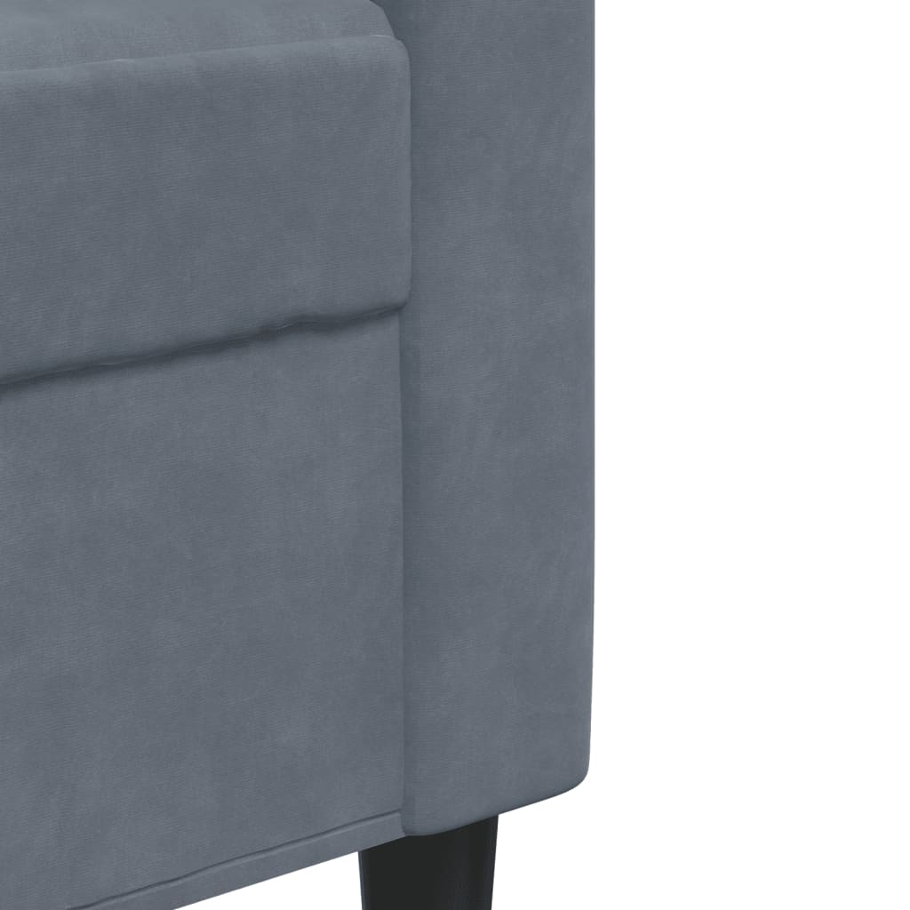 4 pcs conjunto de sofás com almofadões veludo cinzento-escuro