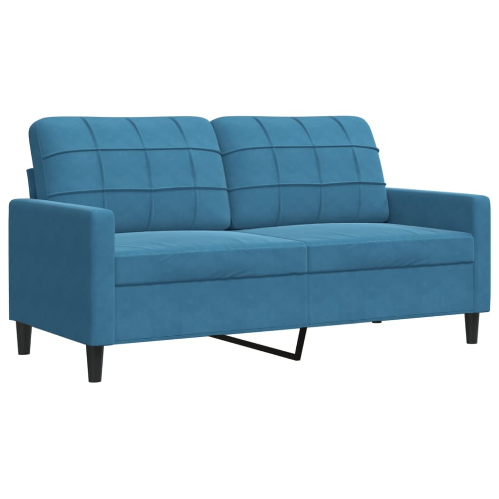 4 pcs conjunto de sofás com almofadões veludo azul