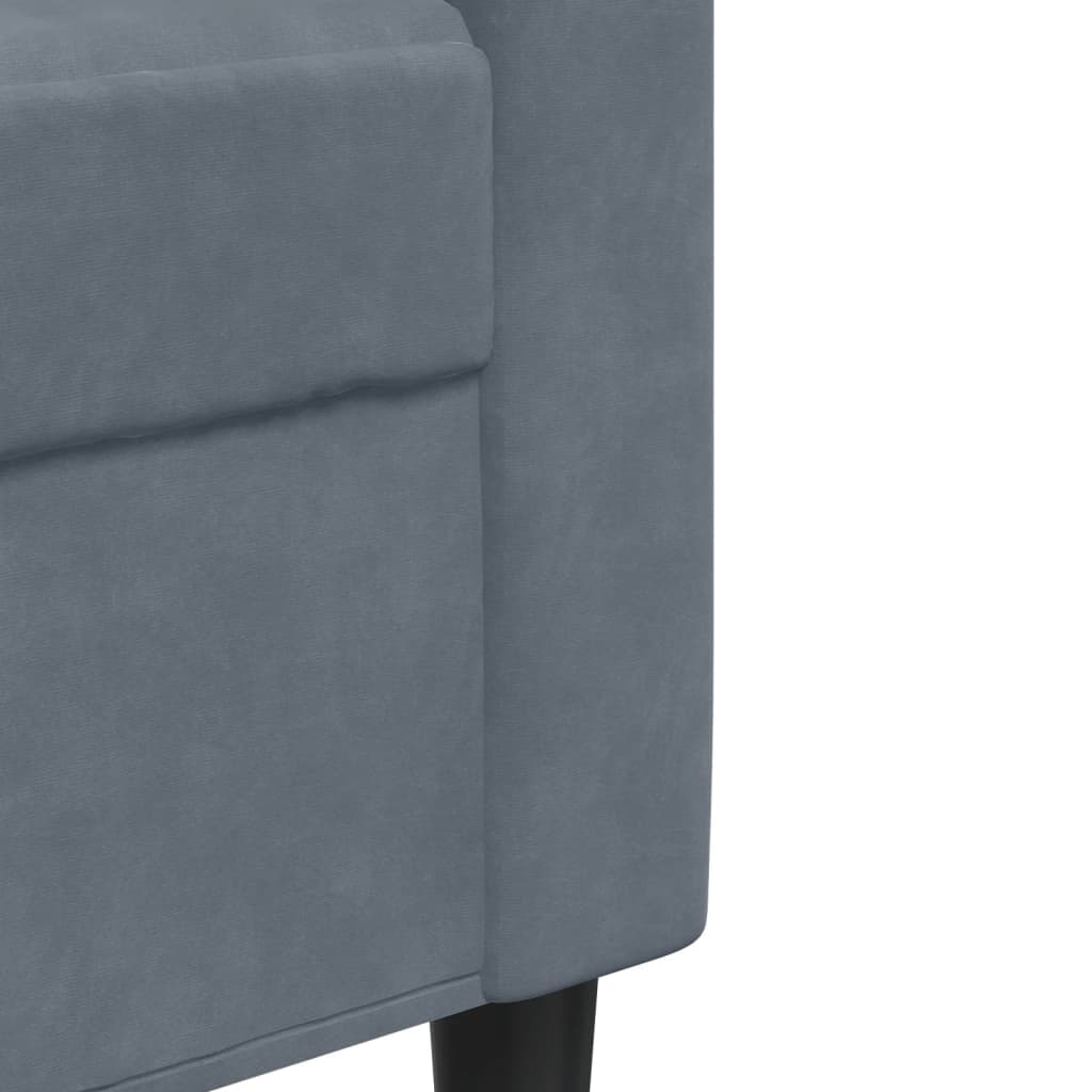 4 pcs conjunto sofás com almofadões e rolos veludo cinza-escuro