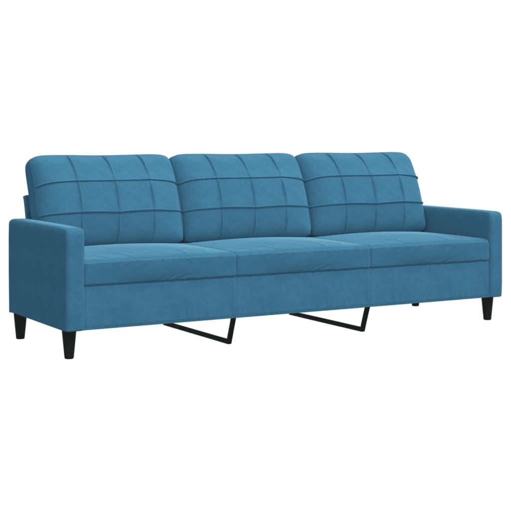 4 pcs conjunto de sofás com almofadões e rolos veludo azul