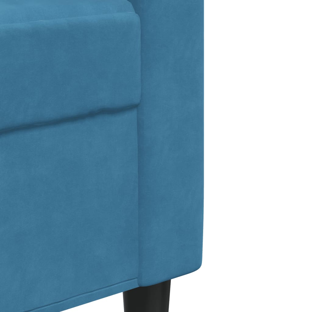 4 pcs conjunto de sofás com almofadões e rolos veludo azul