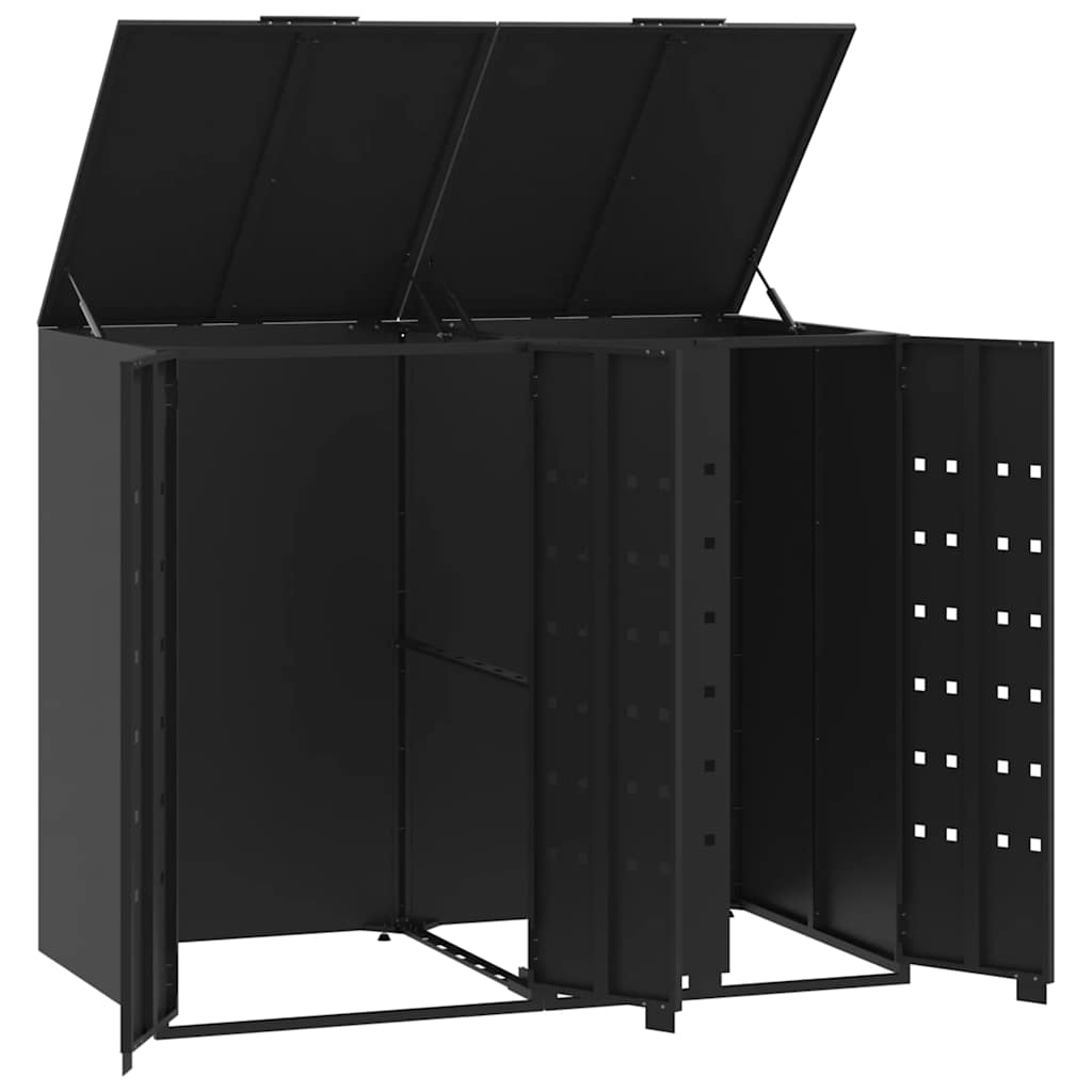 Abrigo para 2 caixotes do lixo 138x79x117 cm aço preto