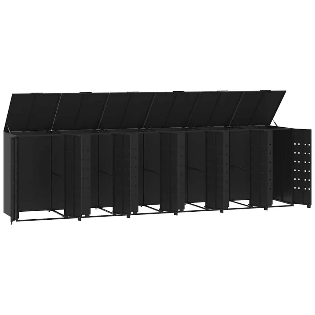 Abrigo para 6 caixotes do lixo 414x79x117 cm aço preto