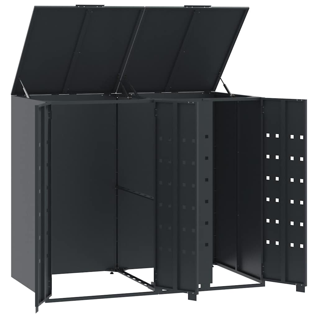 Abrigo para 2 caixotes do lixo 138x79x117 cm aço antracite
