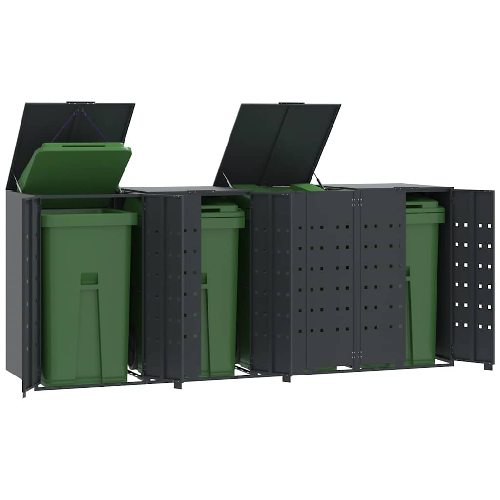 Abrigo para 4 caixotes do lixo 276x79x117 cm aço antracite