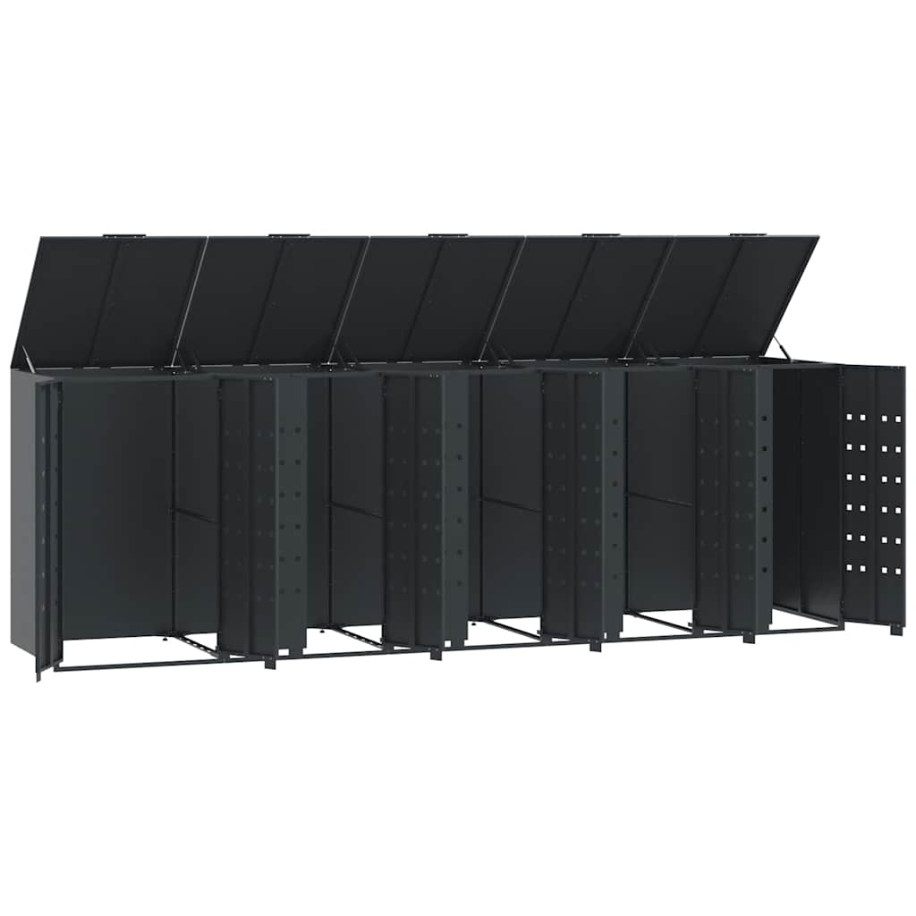 Abrigo para 5 caixotes do lixo 345x79x117 cm aço antracite