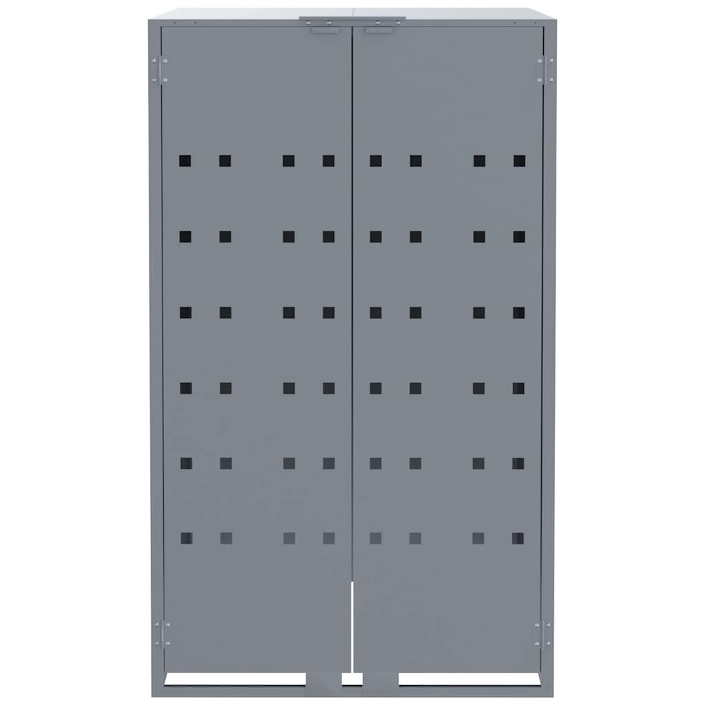 Abrigo para 2 caixotes do lixo 138x79x117 cm aço cinzento