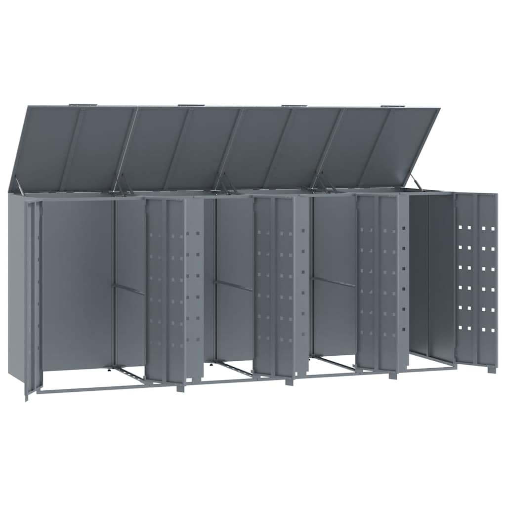 Abrigo para 4 caixotes do lixo 276x79x117 cm aço cinzento