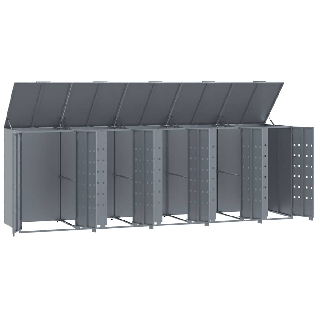 Abrigo para 5 caixotes do lixo 345x79x117 cm aço cinzento