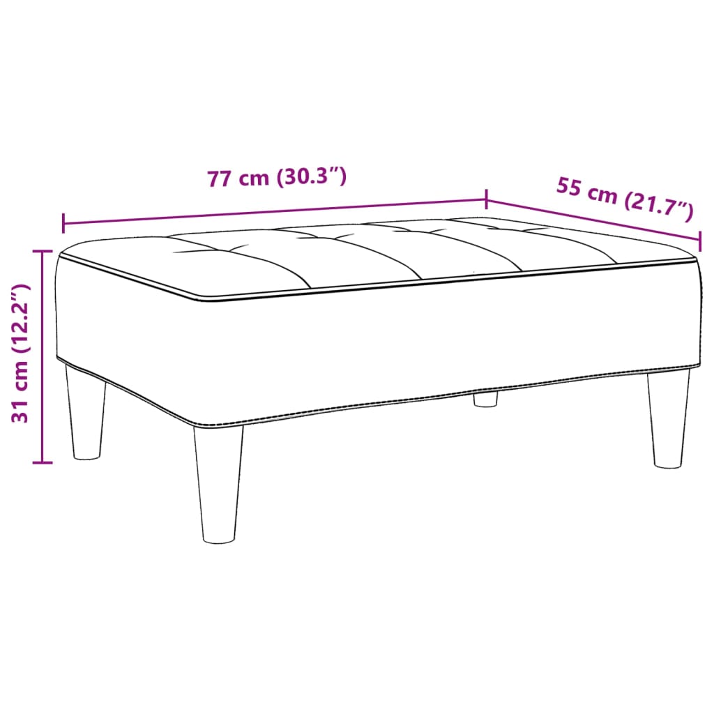 Apoio de pés 77x55x31 cm tecido cinzento-claro