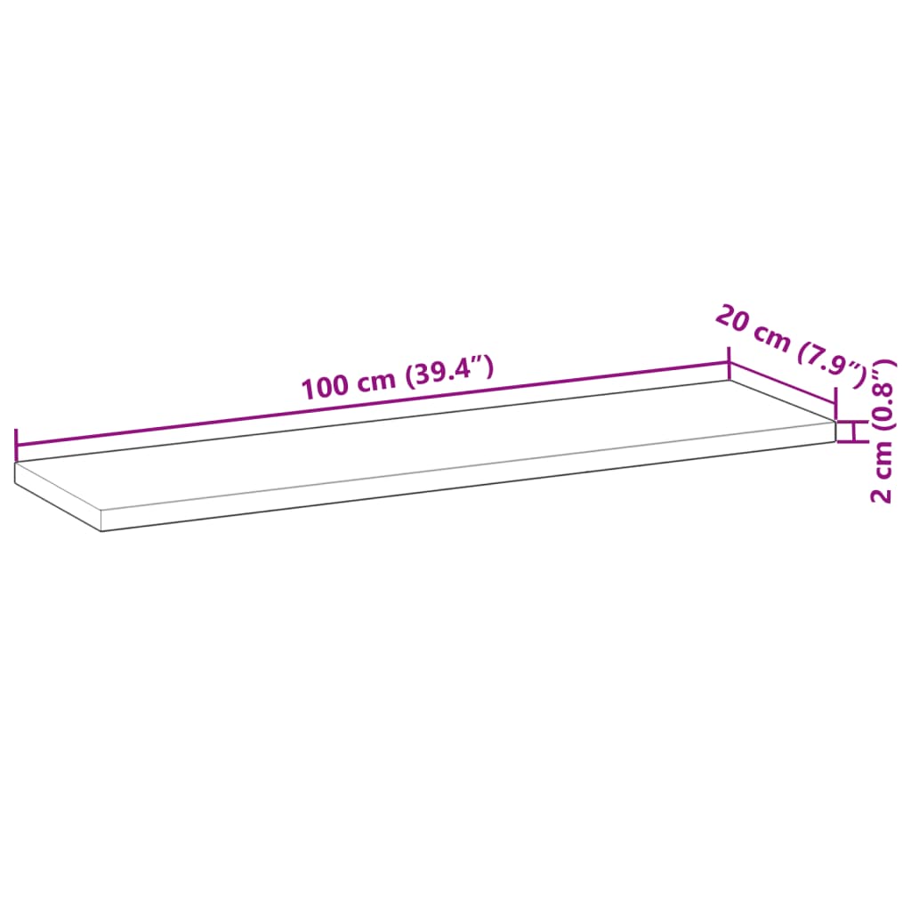 Prateleira flutuante 4pcs 100x20x2cm acácia maciça não tratada