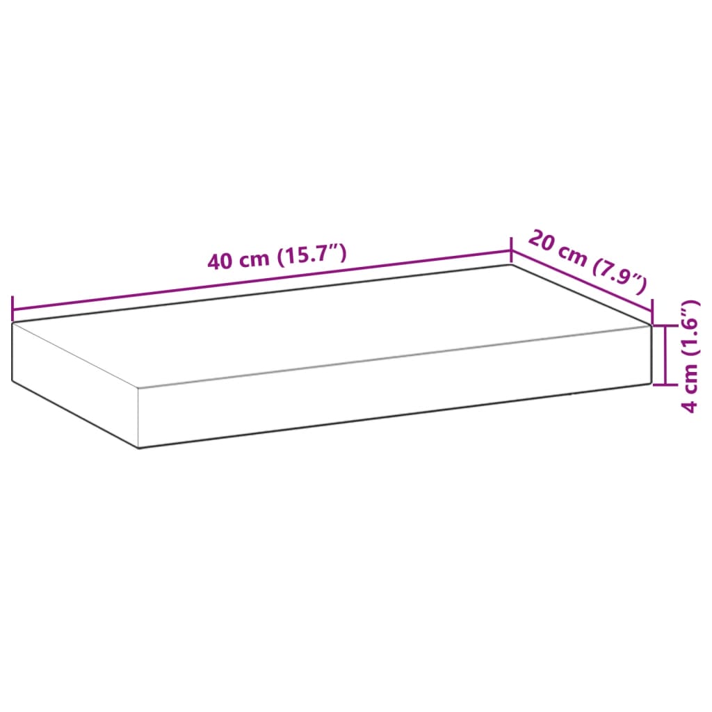 Prateleiras flutuantes 4pcs 40x20x4cm acácia maciça não tratada
