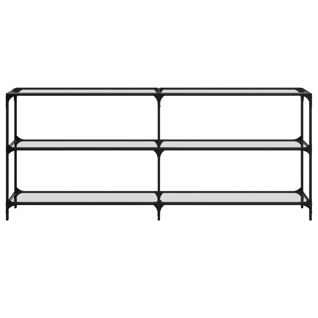 Mesa consola com tampo em vidro transparente 194,5x30x81 cm aço
