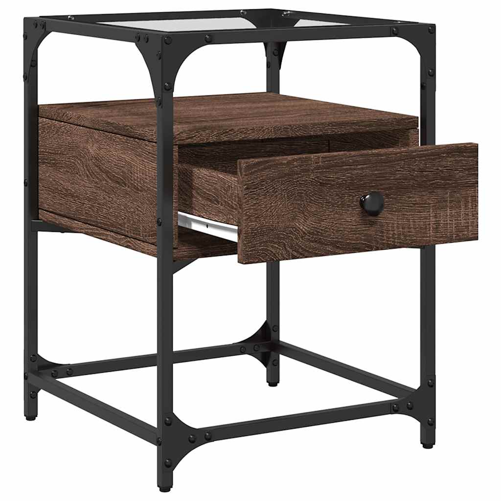 Mesa de cabeceira 40x40x55 cm deriv. madeira carvalho castanho