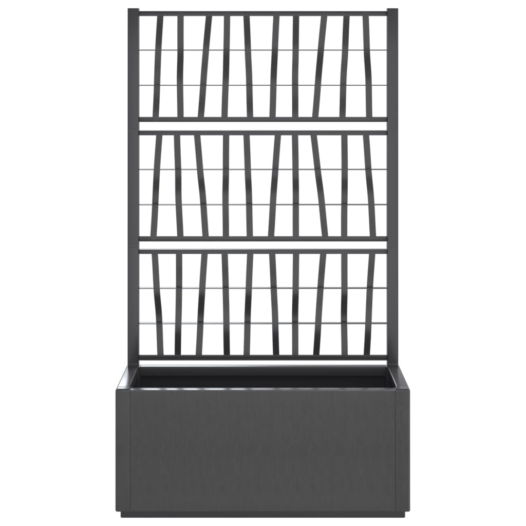 Vaso/floreira de jardim c/ treliça 80x36x140 cm PP cinza-escuro