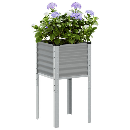 Vaso/floreira de jardim 45x45x88 cm aço cinzento