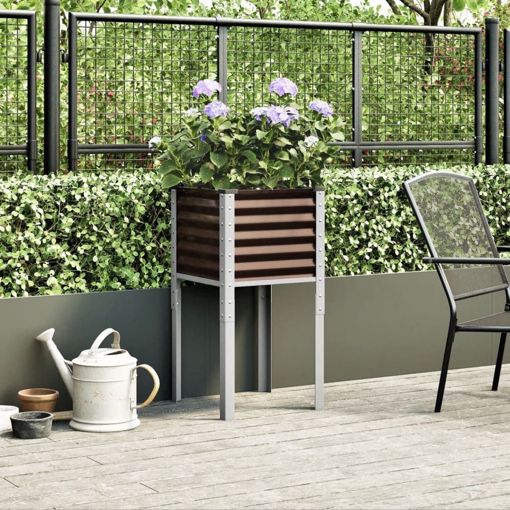 Vaso de jardim marrom 45x45x88 cm aço