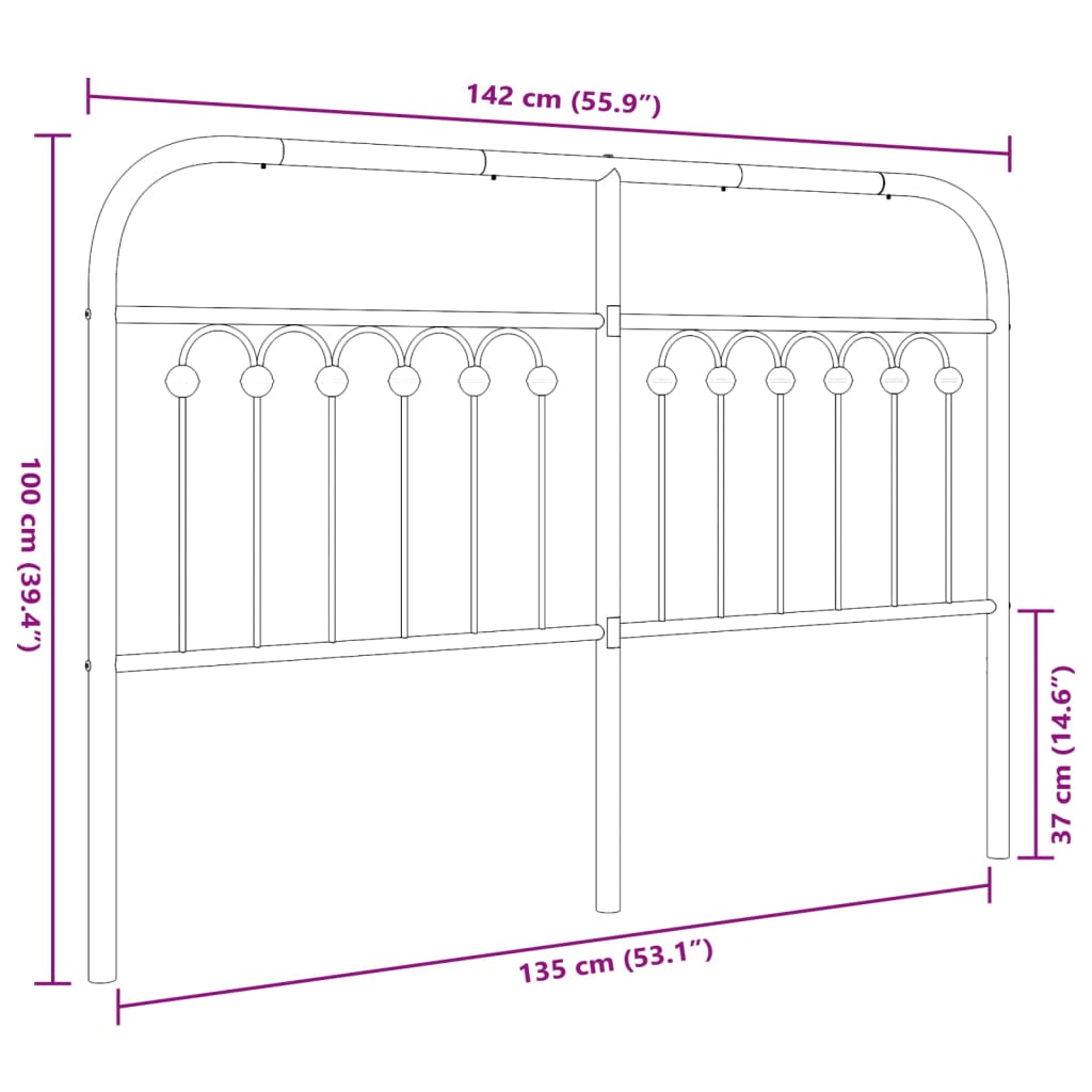 Cabeceira de cama 135 cm metal branco