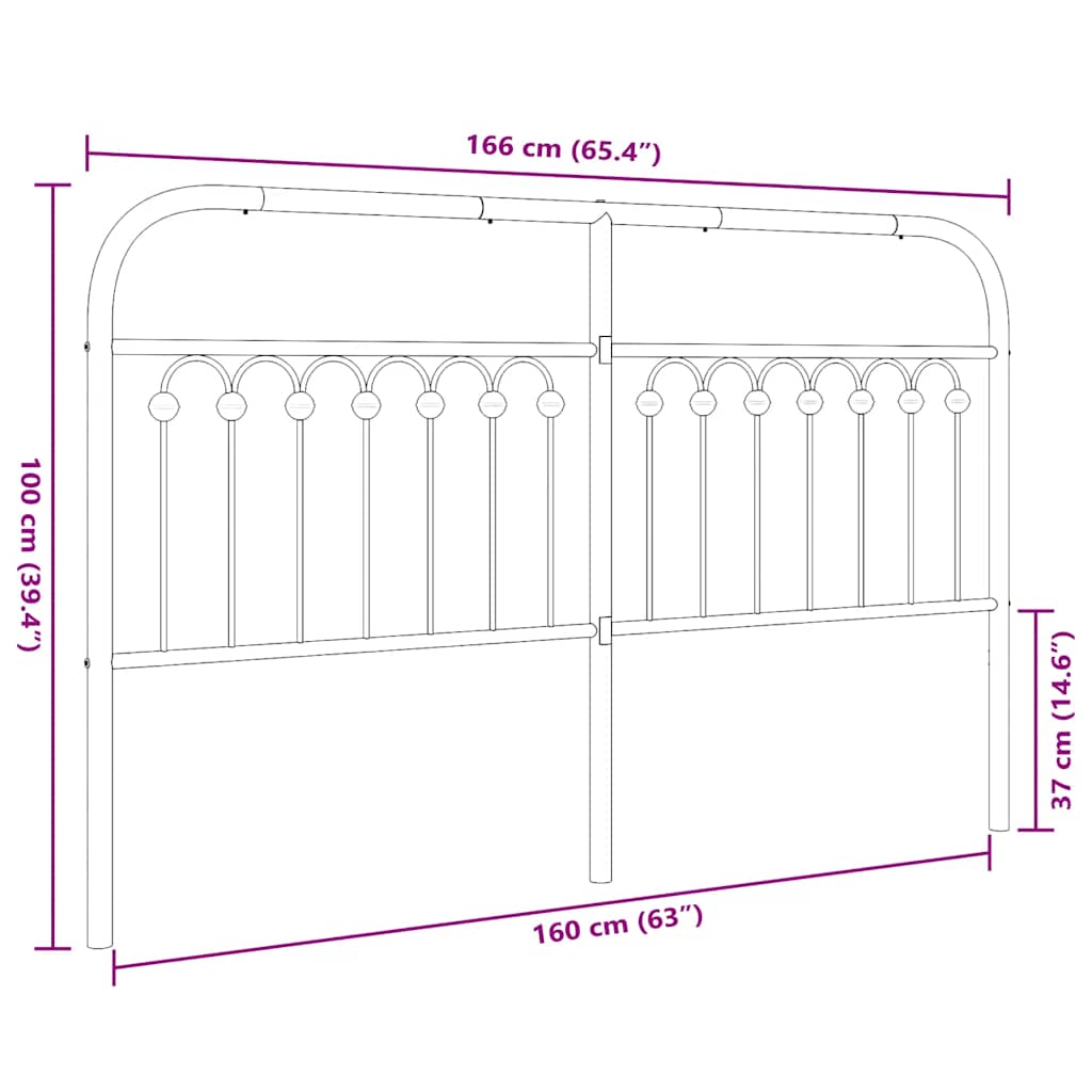 Cabeceira de cama 160 cm metal branco