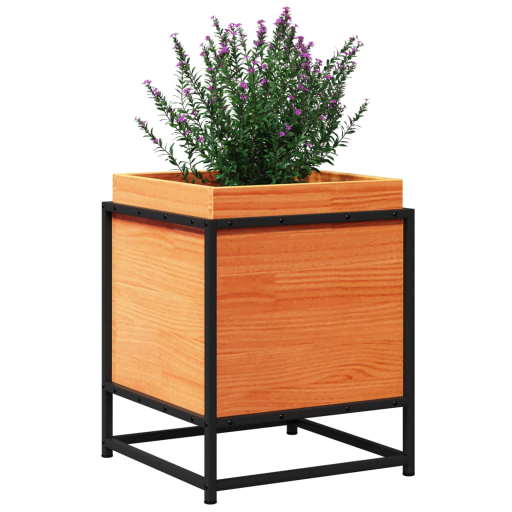 Vaso/floreira de jardim 40x40x50 cm pinho maciço castanho-mel