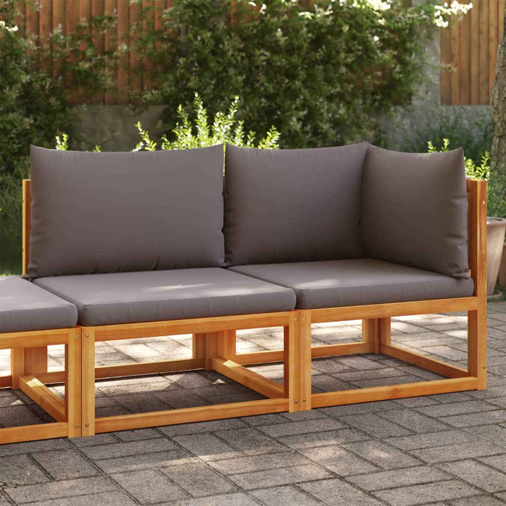 Sofá de jardim vidaXL com almofadas, 2 lugares, madeira de acácia e corda