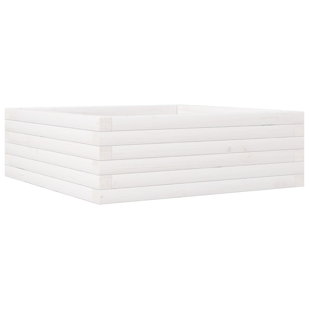 Vaso/floreira de jardim 70x70x23 cm madeira pinho maciça branco