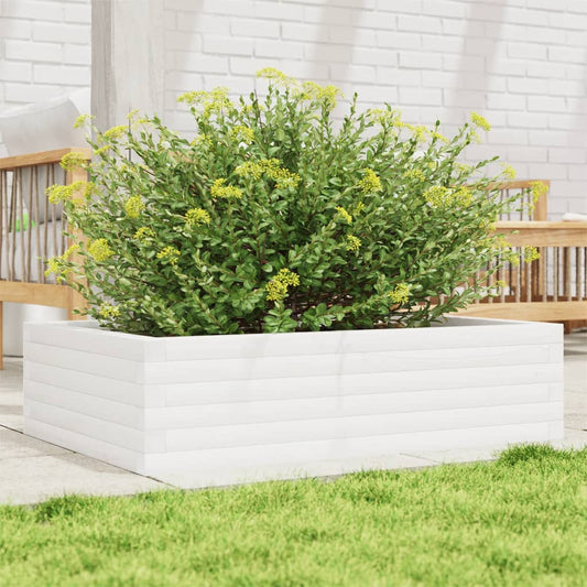 Vaso/floreira de jardim 90x60x23 cm madeira pinho maciça branco