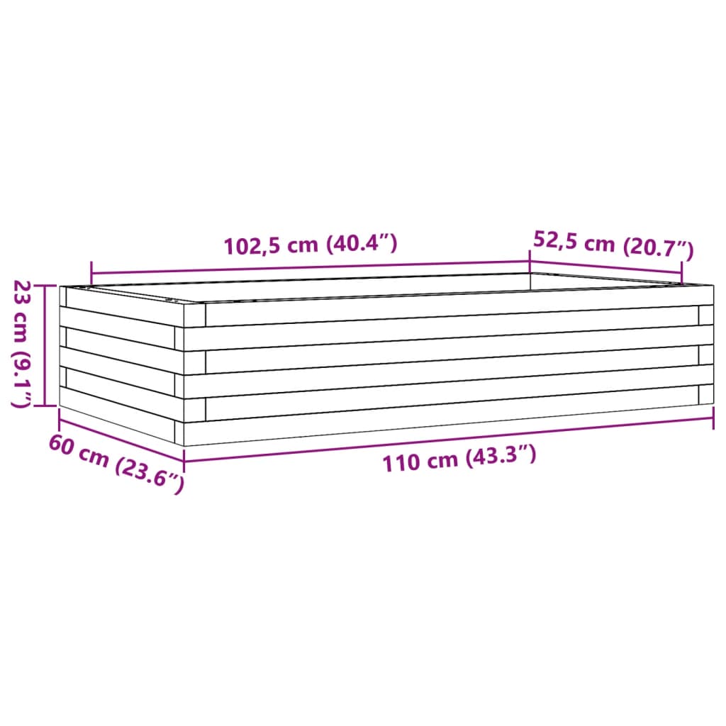Vaso/floreira de jardim 110x60x23 cm pinho maciço castanho-mel