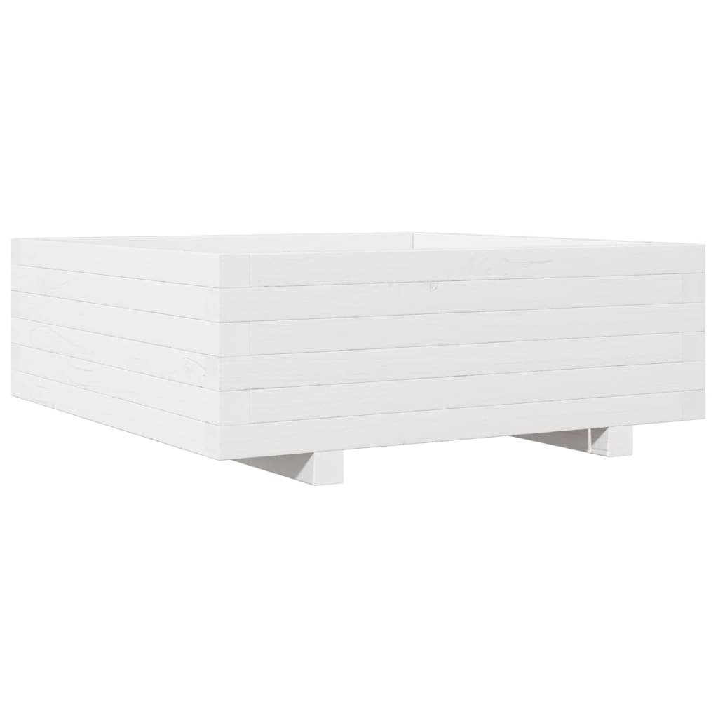 Vaso/floreira de jardim 70x70x26,5 cm pinho maciço branco
