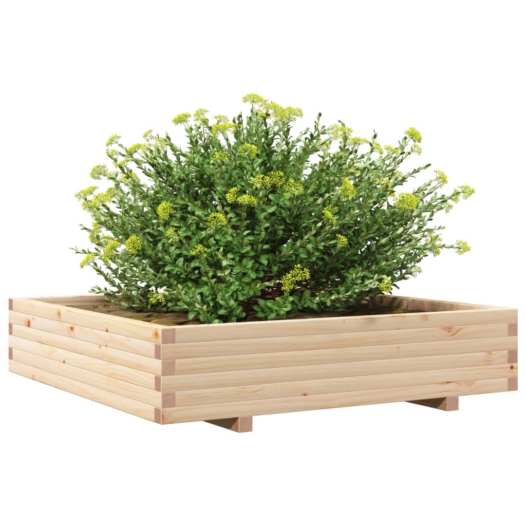 Vaso/floreira de jardim 110x110x26,5 cm madeira de pinho maciça