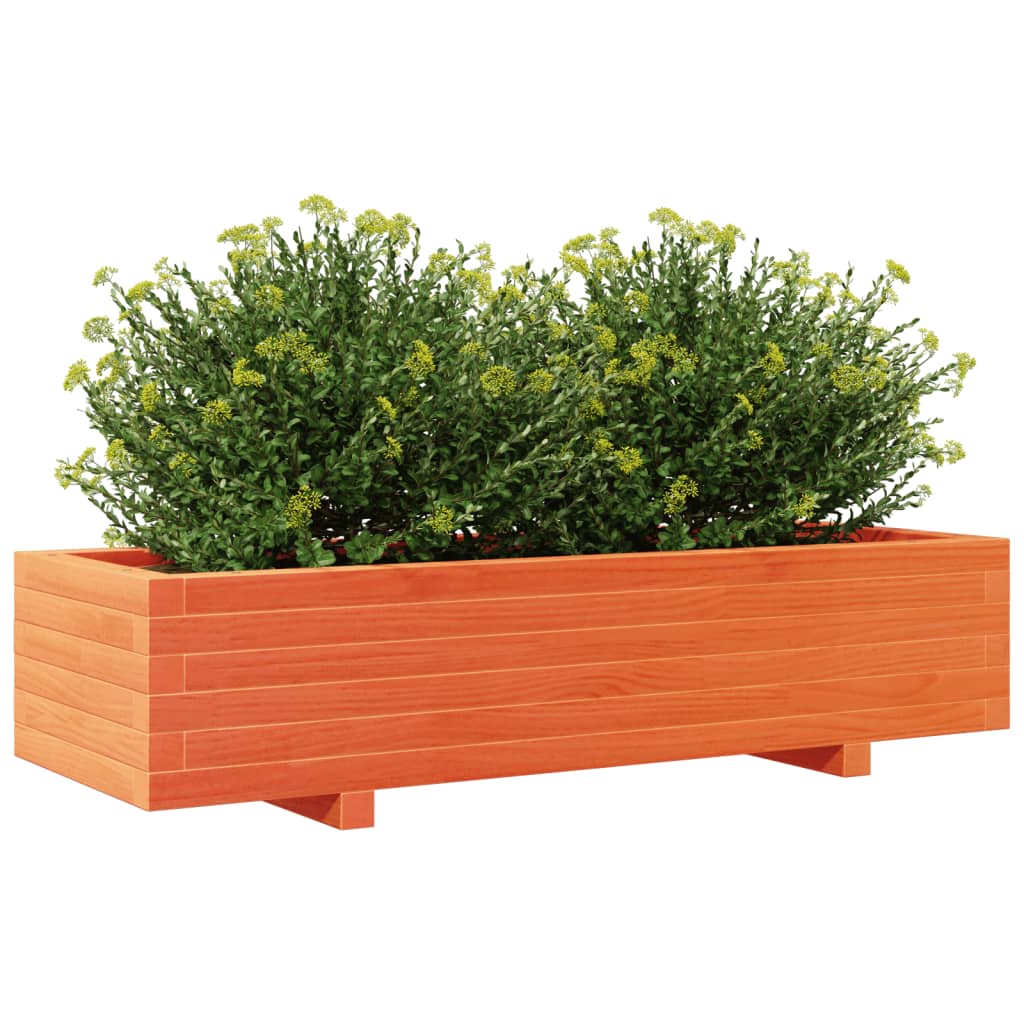 Vaso/floreira de jardim 110x40x26,5cm pinho maciço castanho-mel