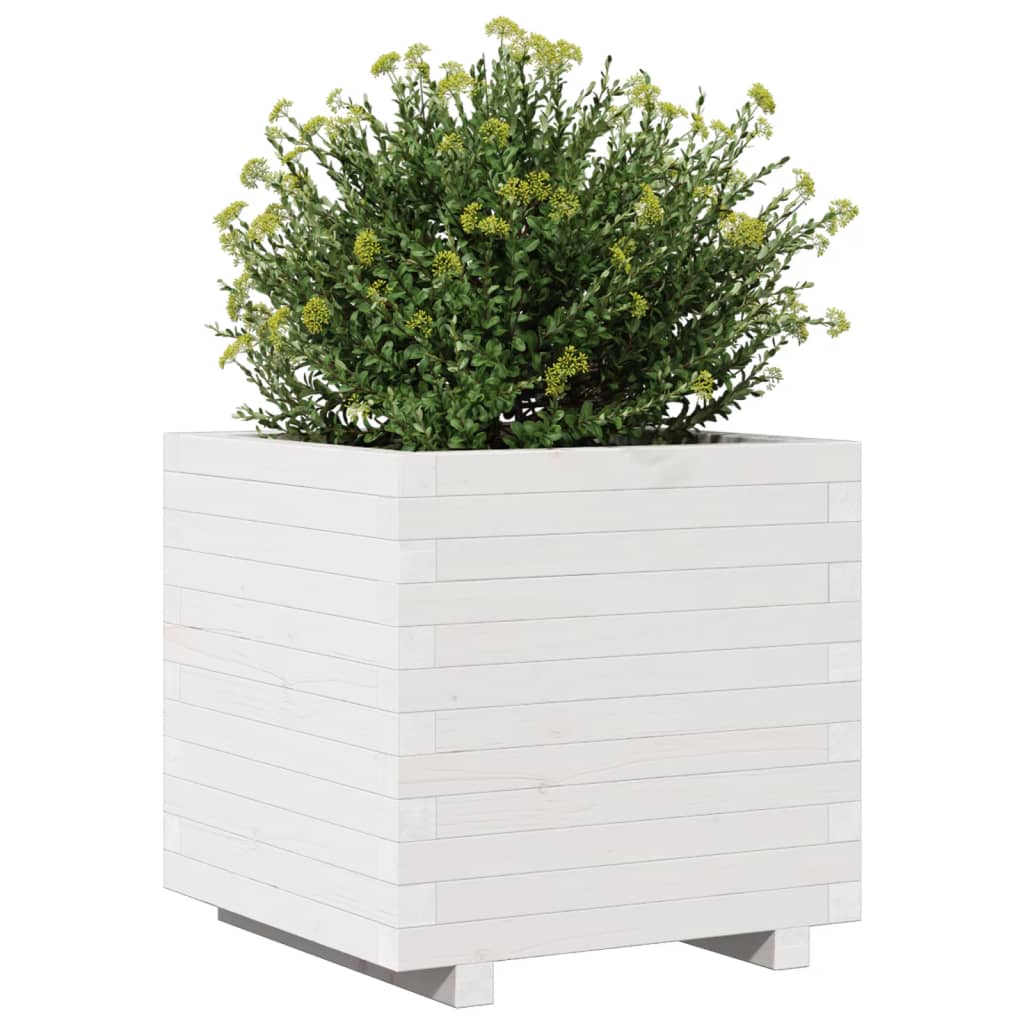 Vaso/floreira de jardim 50x50x49,5 cm pinho maciço branco