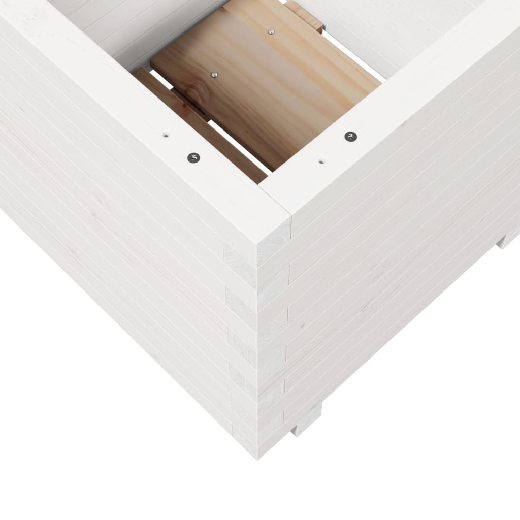 Vaso/floreira de jardim 50x50x49,5 cm pinho maciço branco