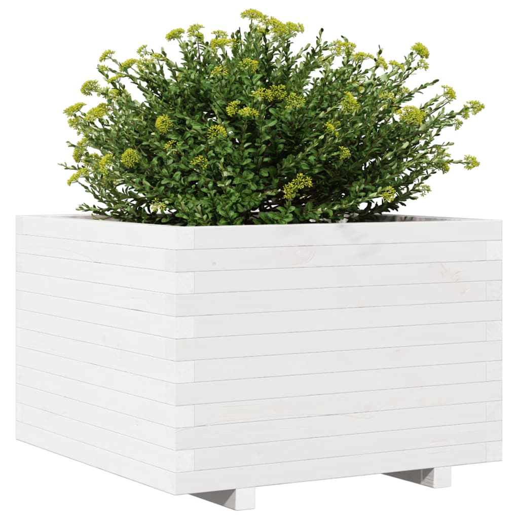 Vaso de jardim 70x70x49,5 cm madeira de pinho maciça branco